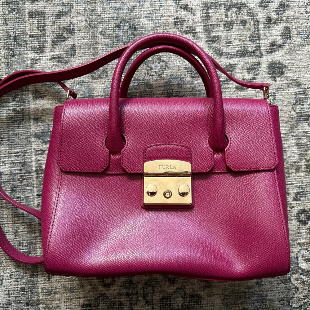 Furla Metropolis Satchel Leather Bag, Pink